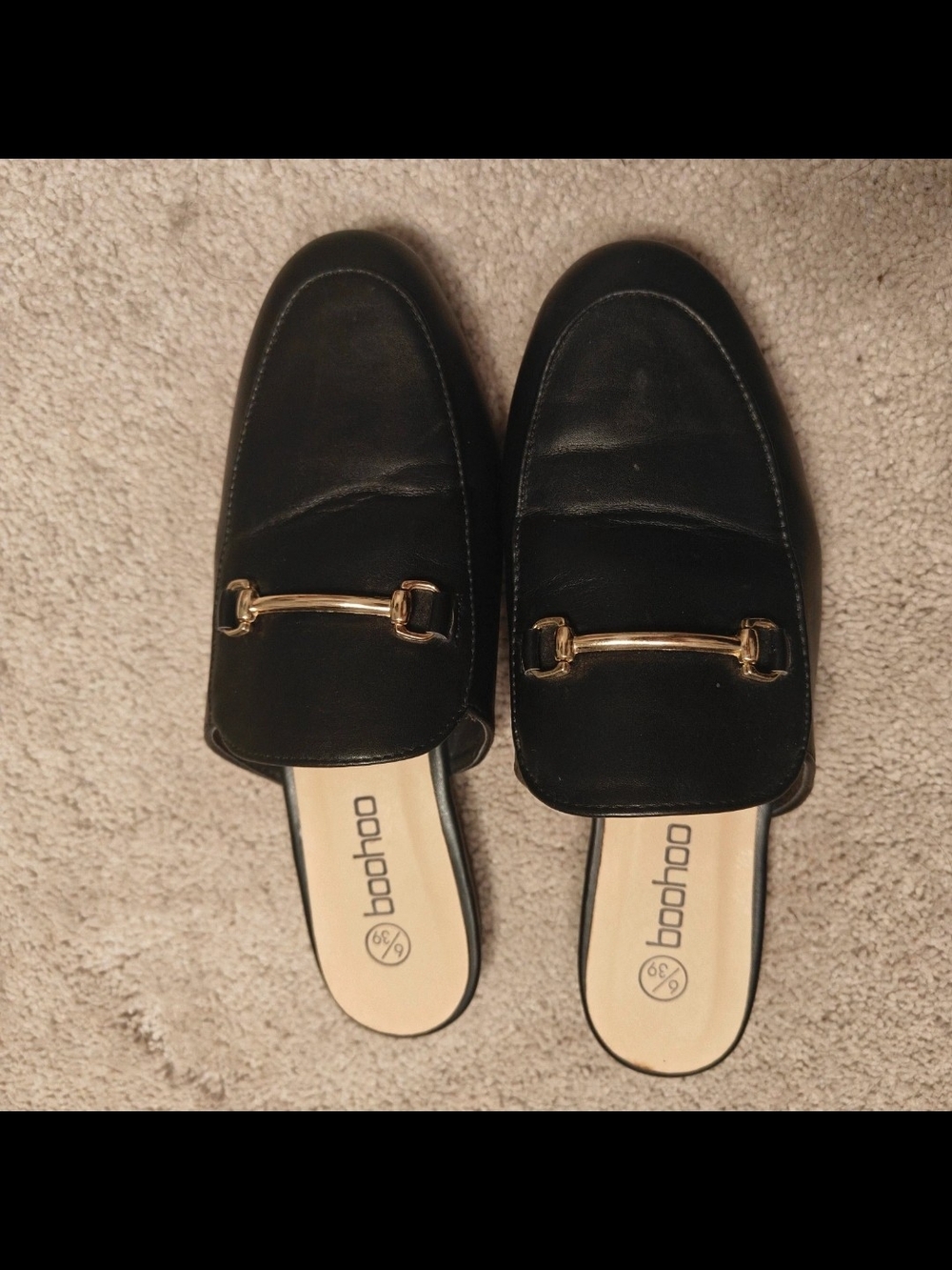 boohoo Black Women’s Leather-Look Bit Loafers